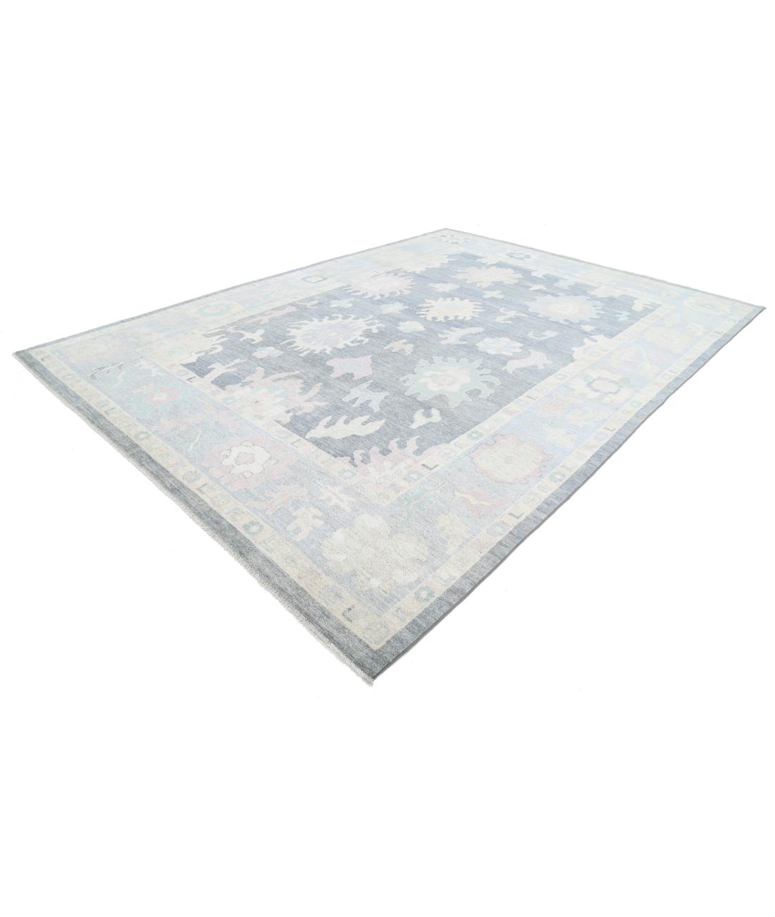 Hand Knotted Oushak Wool Rug - 10'2'' x 13'10'' 10' 2" X 13' 10" (310 X 422) / Grey / Silver
