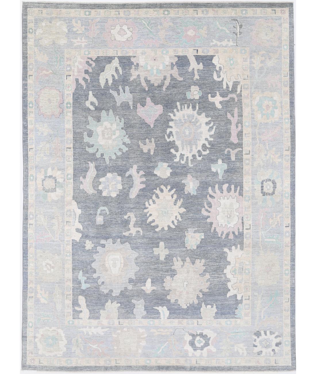 Hand Knotted Oushak Wool Rug - 10'2'' x 13'10''
