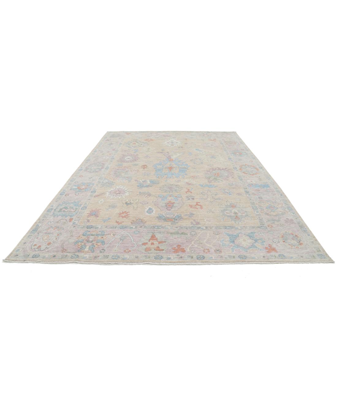 Hand Knotted Oushak Wool Rug - 8'11'' x 11'9'' 8' 11" X 11' 9" (272 X 358) / Taupe / Tan