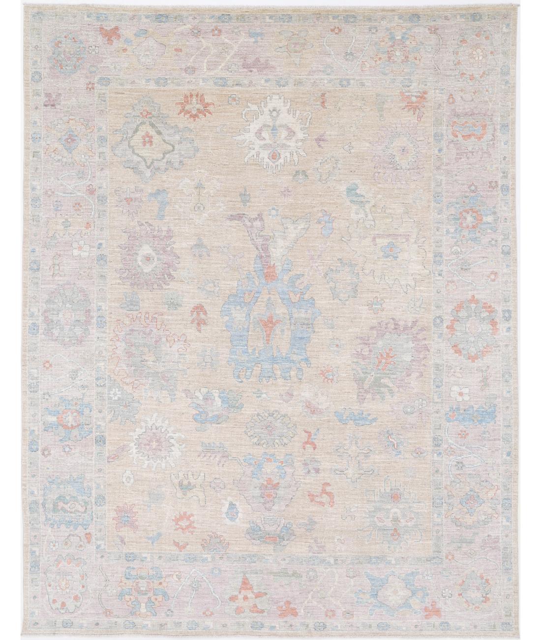 Hand Knotted Oushak Wool Rug - 8'11'' x 11'9''