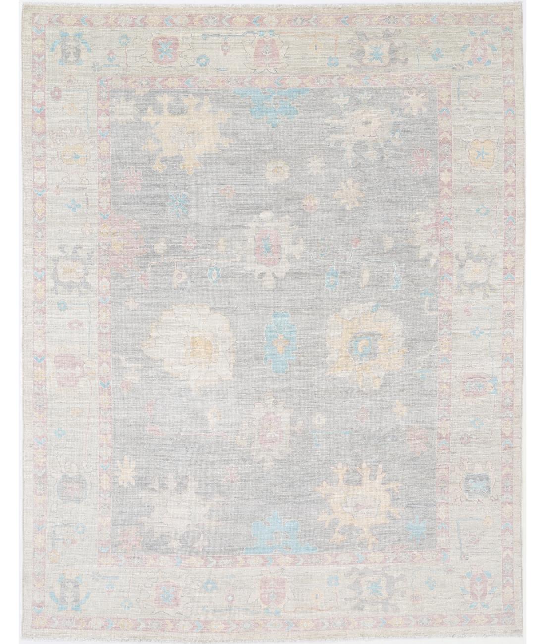 Hand Knotted Oushak Wool Rug - 9&#39;5&#39;&#39; x 12&#39;2&#39;&#39; 9&#39; 5&quot; X 12&#39; 2&quot; (287 X 371) / Grey / Ivory