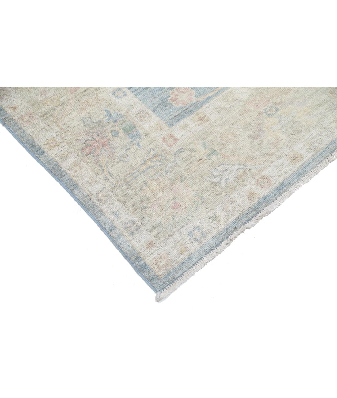 Hand Knotted Oushak Wool Rug - 6'7'' x 8'1'' 6' 7" X 8' 1" (201 X 246) / Blue / Taupe