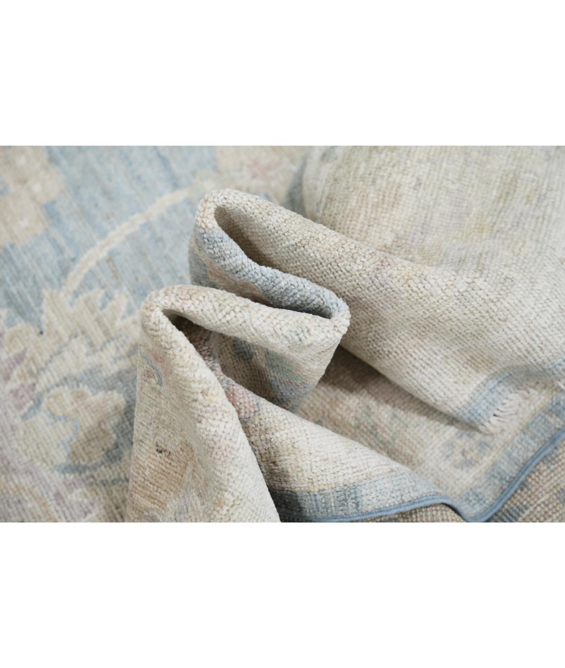 Hand Knotted Oushak Wool Rug - 6'7'' x 8'1'' 6' 7" X 8' 1" (201 X 246) / Blue / Taupe