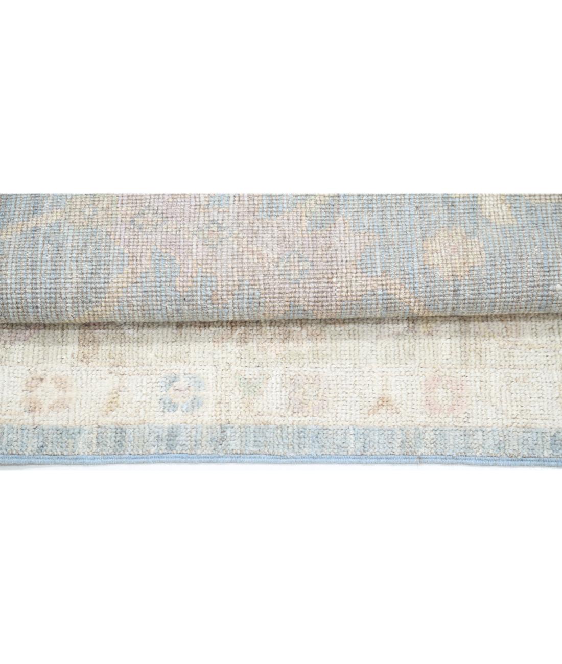Hand Knotted Oushak Wool Rug - 6'7'' x 8'1'' 6' 7" X 8' 1" (201 X 246) / Blue / Taupe