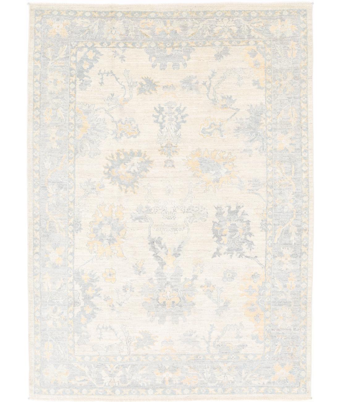 Hand Knotted Oushak Wool Rug - 6'2'' x 8'9''