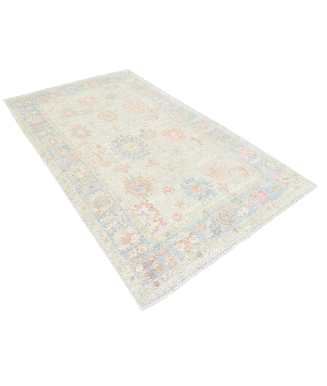 Hand Knotted Oushak Wool Rug - 4'10'' x 8'2'' 4' 10" X 8' 2" (147 X 249) / Silver / Blue