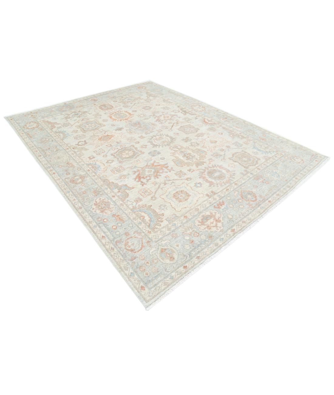 Hand Knotted Oushak Wool Rug - 7'9'' x 9'9'' 7' 9" X 9' 9" (236 X 297) / Blue / Grey