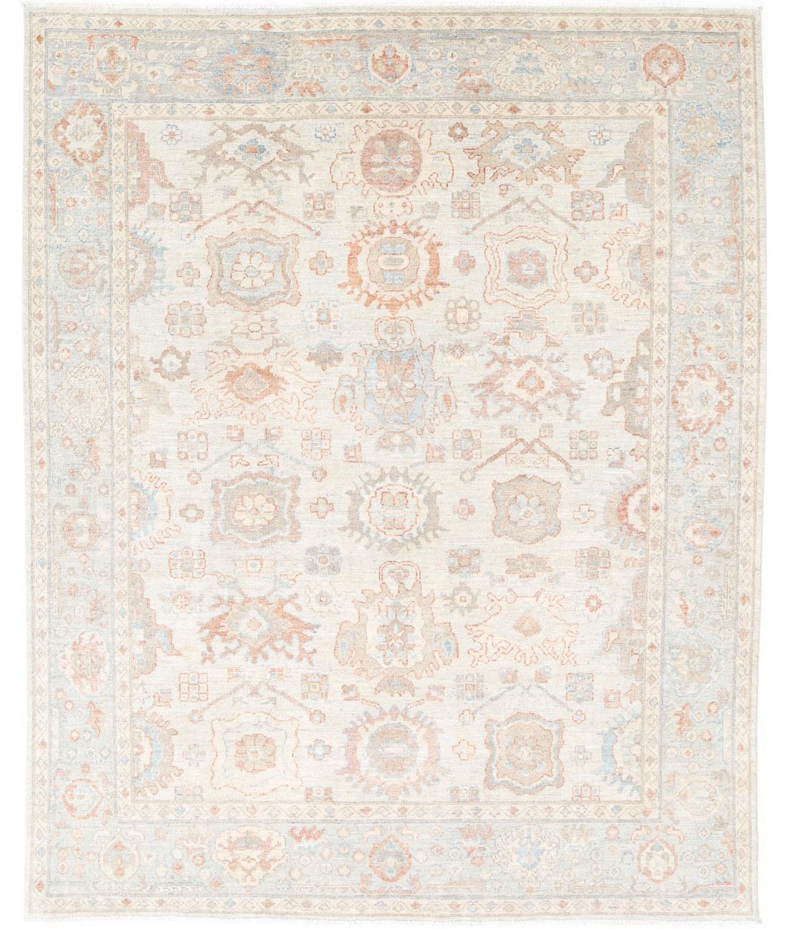 Hand Knotted Oushak Wool Rug - 7'9'' x 9'9''