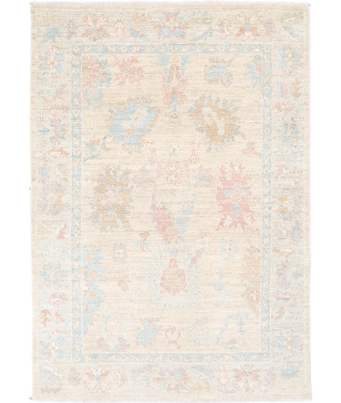Hand Knotted Oushak Wool Rug - 4&#39;0&#39;&#39; x 6&#39;0&#39;&#39; 4&#39; 0&quot; X 6&#39; 0&quot; (122 X 183) / Taupe / Grey