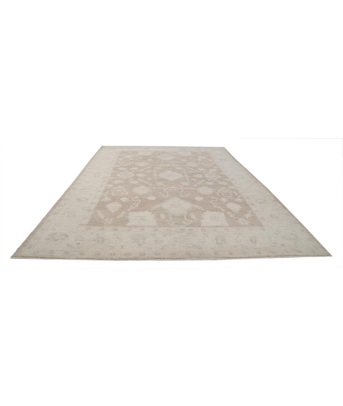 Hand Knotted Oushak Wool Rug - 9'2'' x 12'10'' 9' 2" X 12' 10" (279 X 391) / Taupe / Ivory