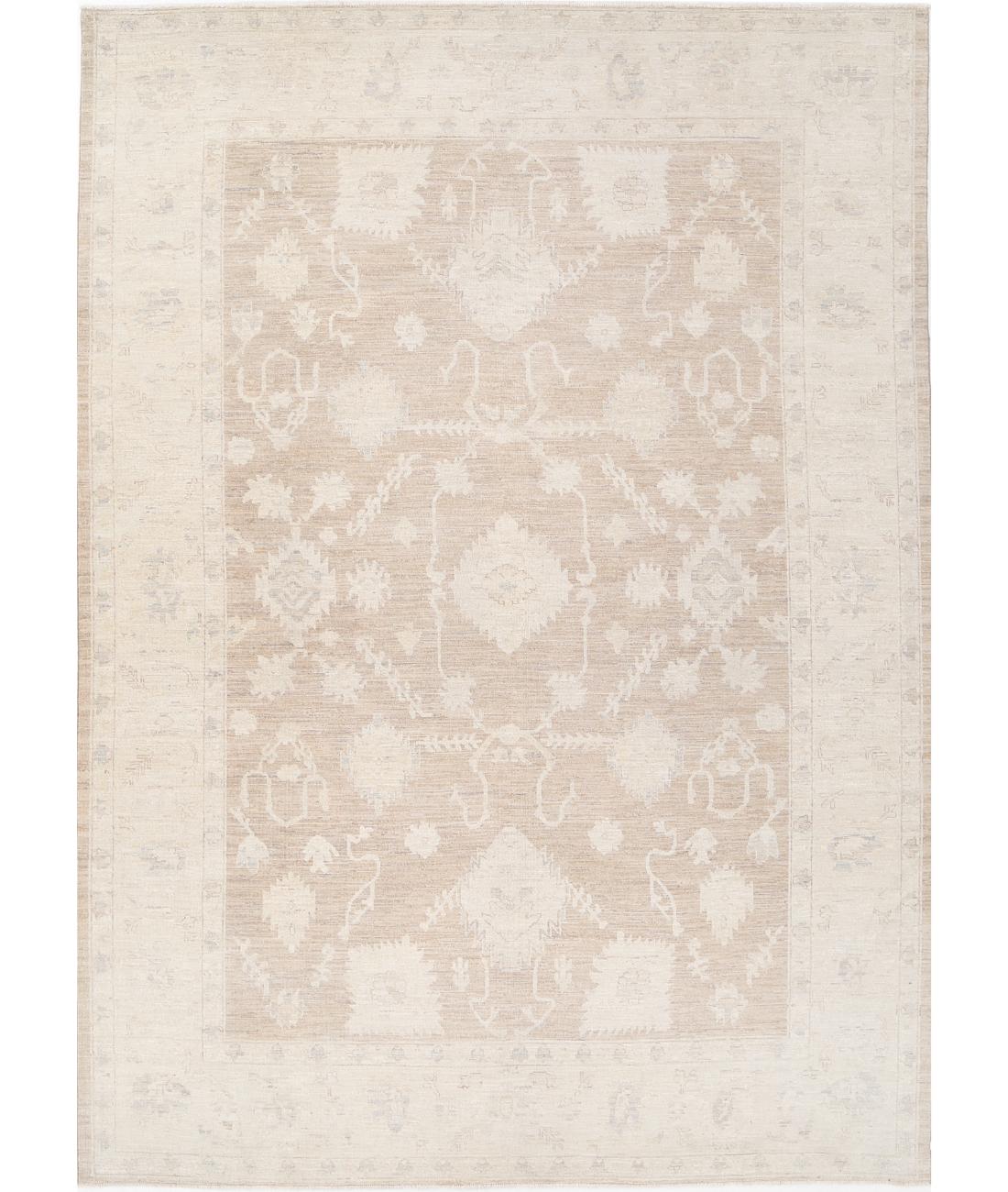 Hand Knotted Oushak Wool Rug - 9&#39;2&#39;&#39; x 12&#39;10&#39;&#39; 9&#39; 2&quot; X 12&#39; 10&quot; (279 X 391) / Taupe / Ivory