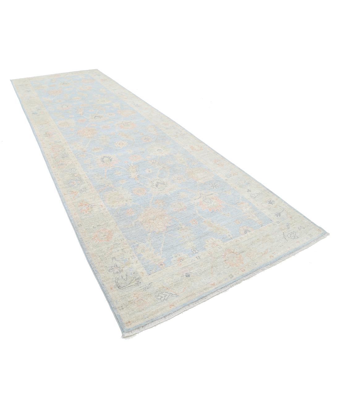 Hand Knotted Oushak Wool Rug - 5'2'' x 15'11'' 5' 2" X 15' 11" (157 X 485) / Blue / Silver