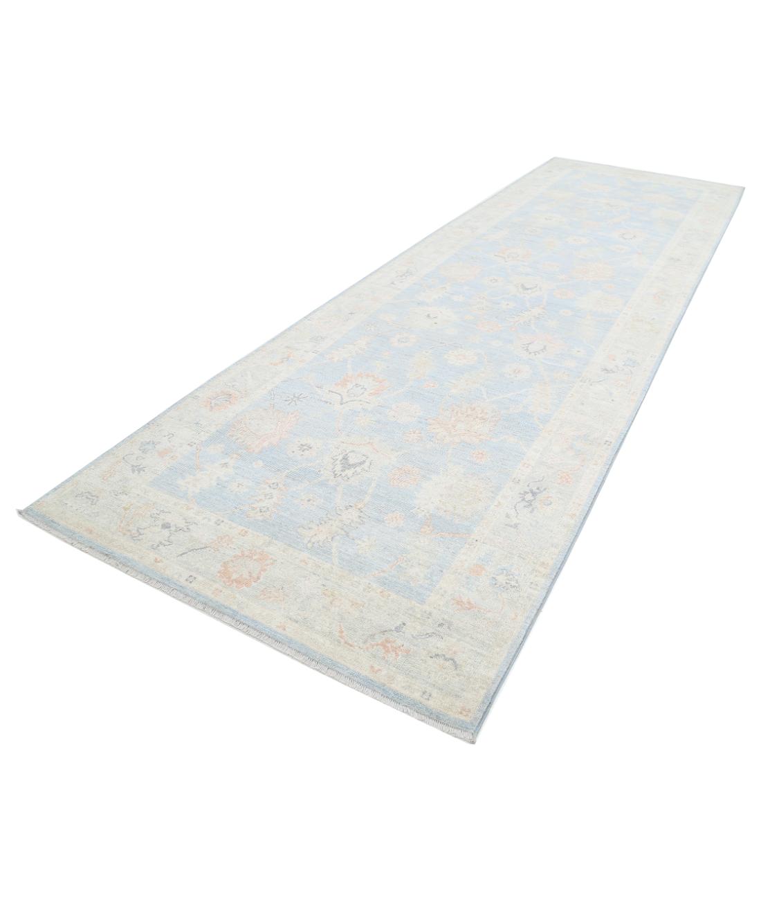 Hand Knotted Oushak Wool Rug - 5'2'' x 15'11'' 5' 2" X 15' 11" (157 X 485) / Blue / Silver