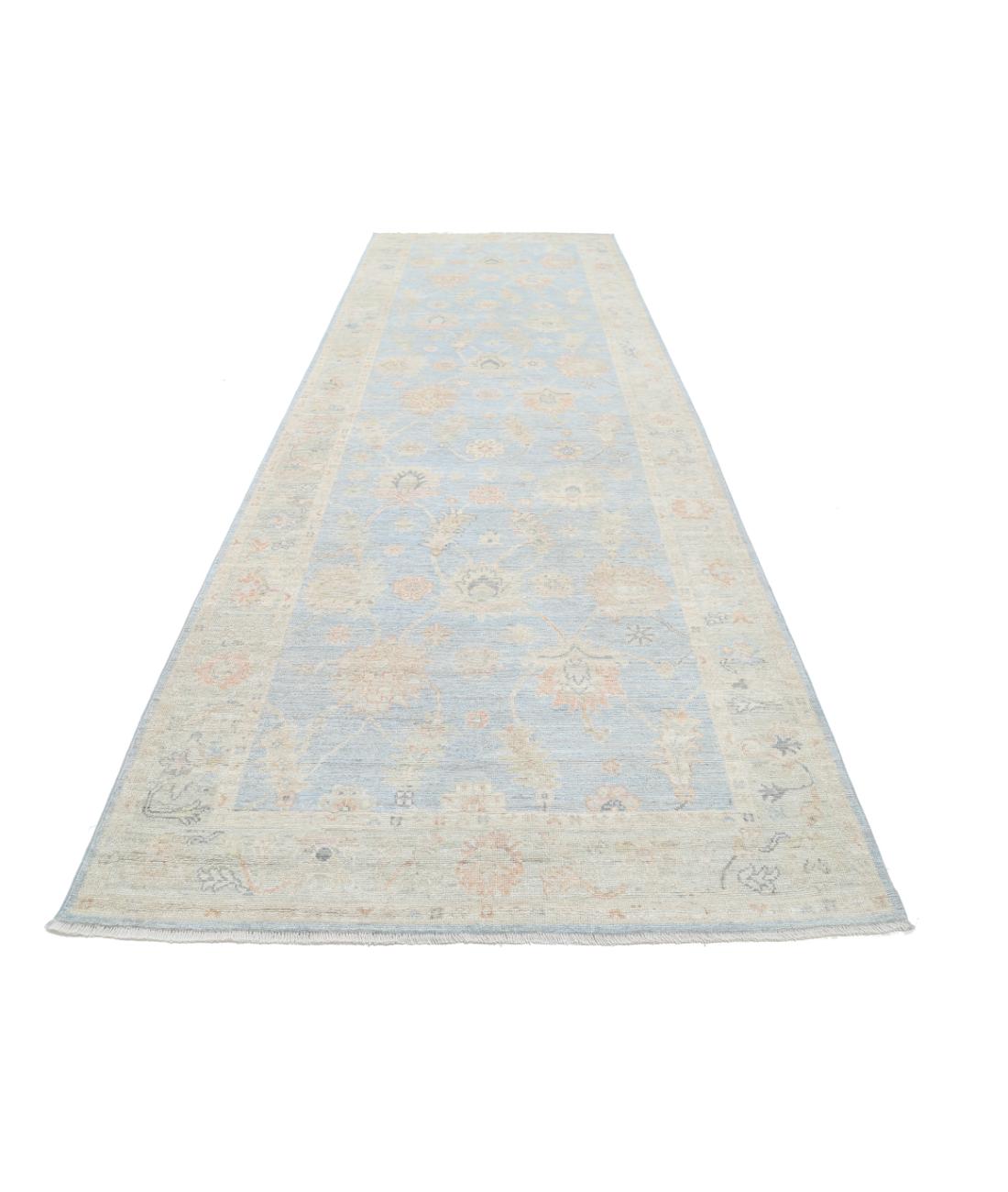 Hand Knotted Oushak Wool Rug - 5'2'' x 15'11'' 5' 2" X 15' 11" (157 X 485) / Blue / Silver