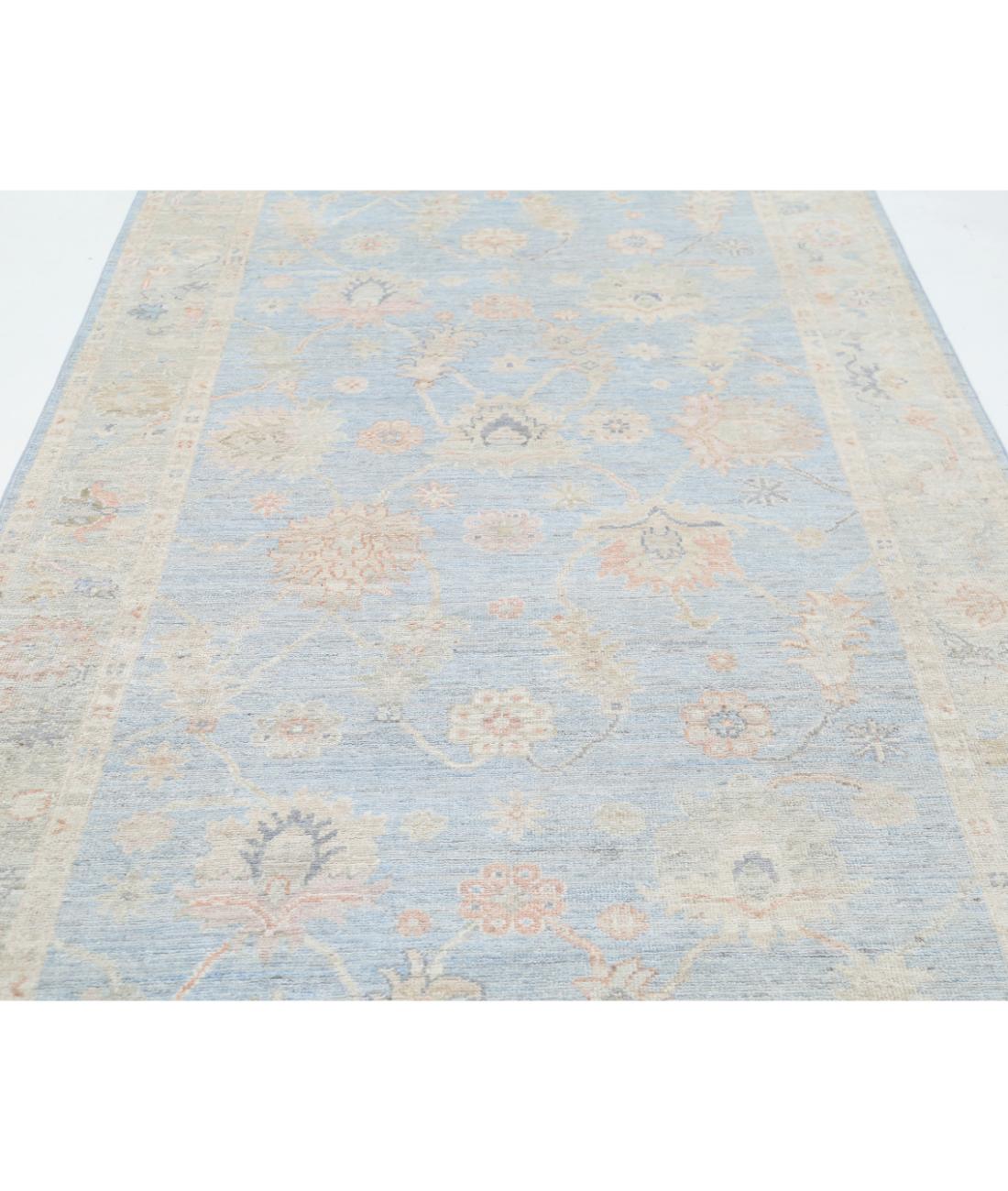 Hand Knotted Oushak Wool Rug - 5'2'' x 15'11'' 5' 2" X 15' 11" (157 X 485) / Blue / Silver