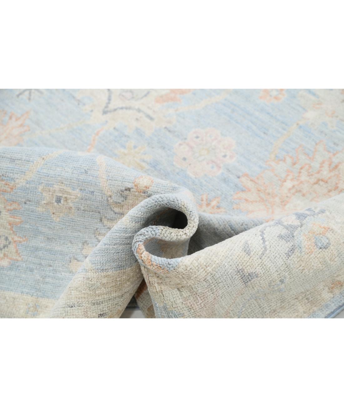 Hand Knotted Oushak Wool Rug - 5'2'' x 15'11'' 5' 2" X 15' 11" (157 X 485) / Blue / Silver