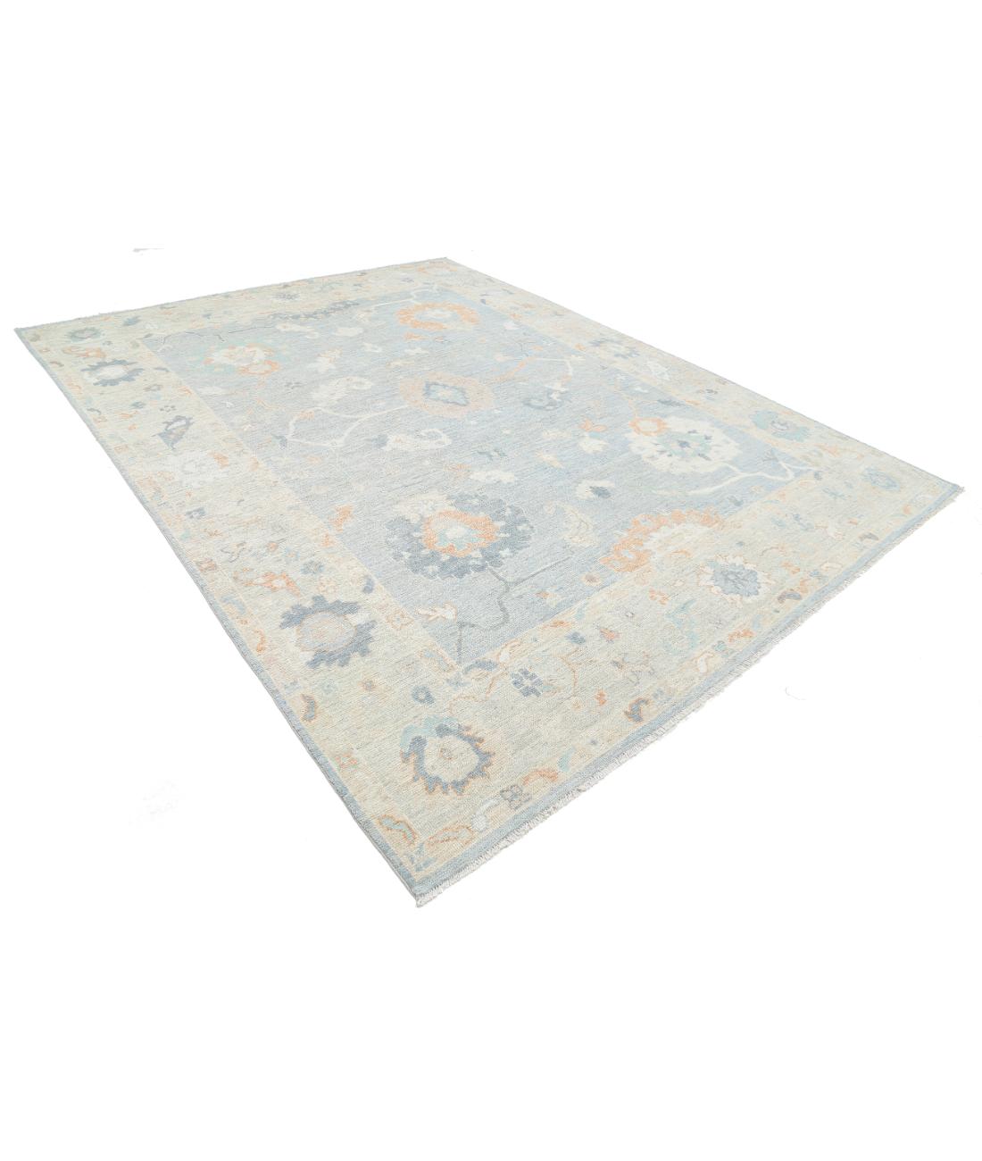 Hand Knotted Oushak Wool Rug - 9'1'' x 11'8'' 9' 1" X 11' 8" (277 X 356) / Blue / Silver