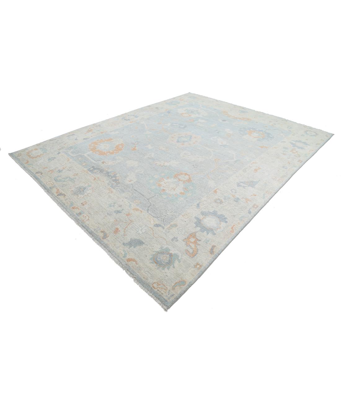 Hand Knotted Oushak Wool Rug - 9'1'' x 11'8'' 9' 1" X 11' 8" (277 X 356) / Blue / Silver