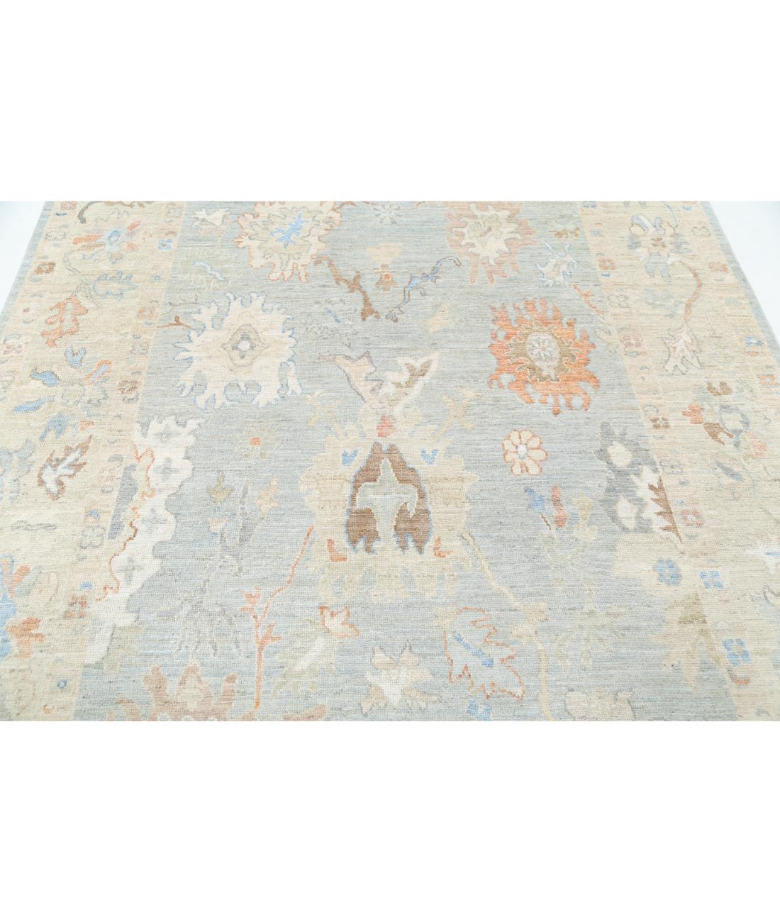 Hand Knotted Oushak Wool Rug - 6'4'' x 8'2'' 6' 4" X 8' 2" (193 X 249) / Blue / Ivory