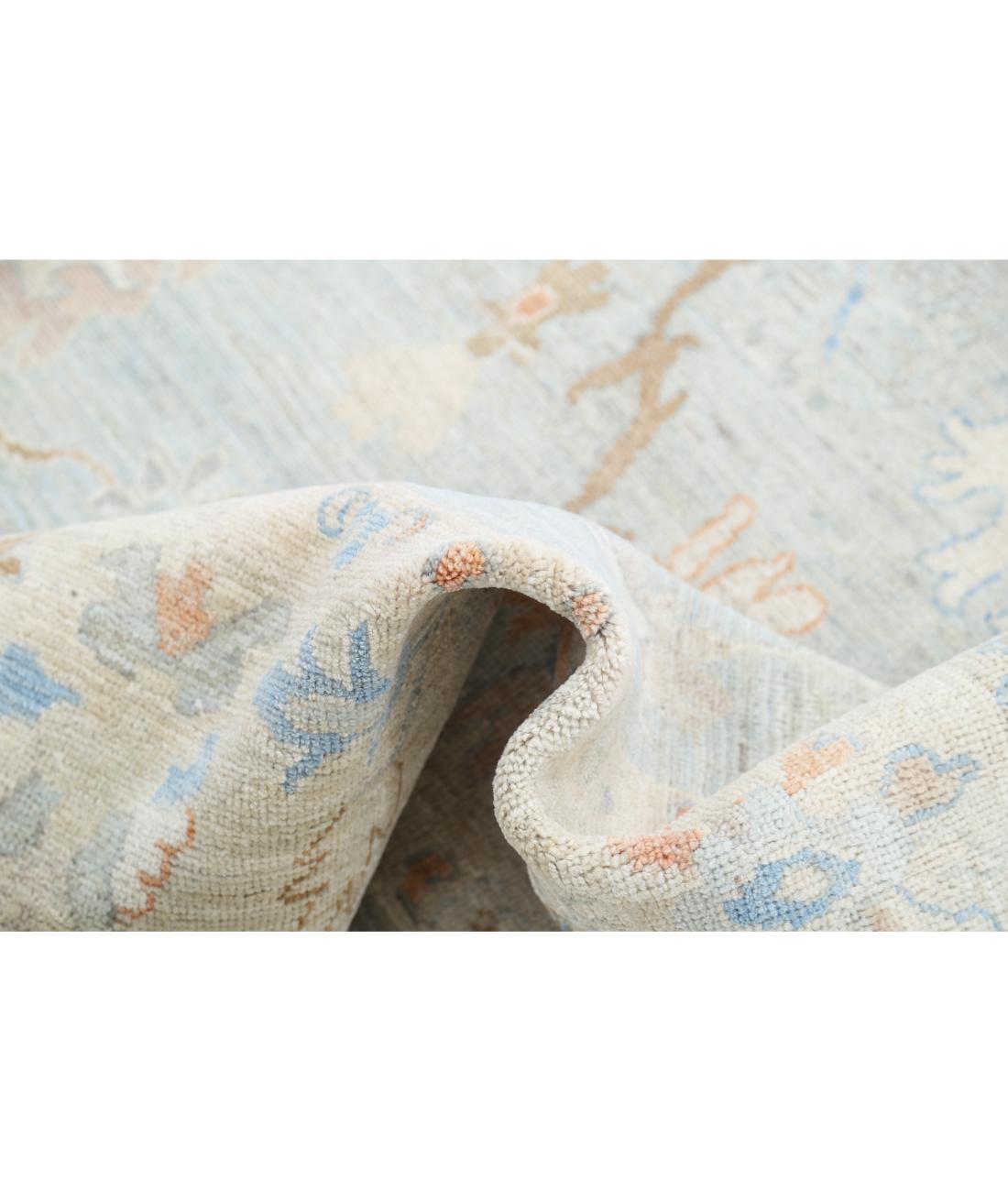 Hand Knotted Oushak Wool Rug - 6'4'' x 8'2'' 6' 4" X 8' 2" (193 X 249) / Blue / Ivory