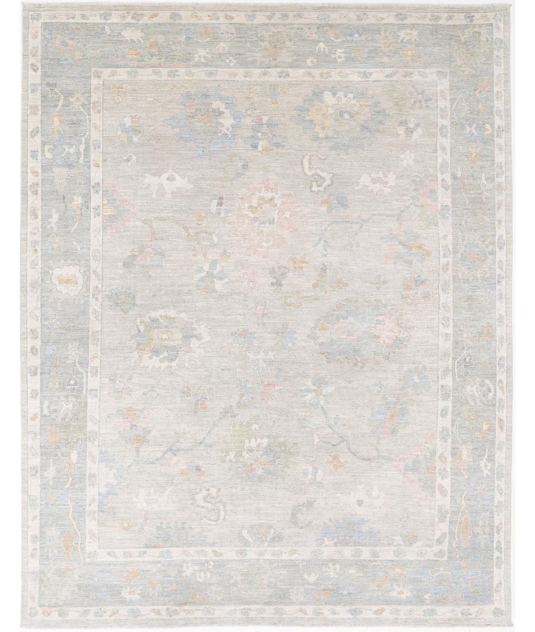 Hand Knotted Oushak Wool Rug - 9&#39;1&#39;&#39; x 11&#39;9&#39;&#39; 9&#39; 1&quot; X 11&#39; 9&quot; (277 X 358) / Silver / Grey