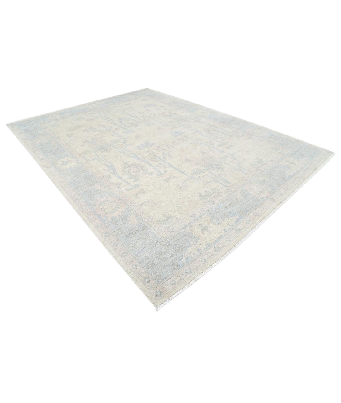 Hand Knotted Oushak Wool Rug - 9'1'' x 12'0'' 9' 1" X 12' 0" (277 X 366) / Ivory / Blue