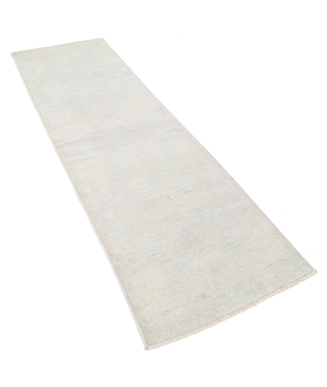 Hand Knotted Oushak Wool Rug - 2'6'' x 8'0'' 2' 6" X 8' 0" (76 X 244) / Ivory / Taupe