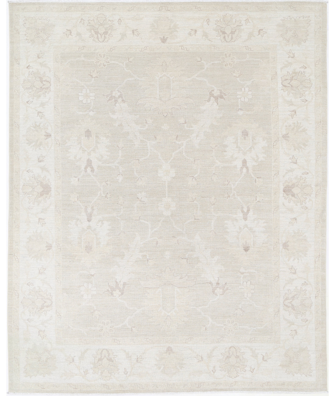 Hand Knotted Oushak Wool Rug - 8&#39;1&#39;&#39; x 10&#39;0&#39;&#39; 8&#39; 1&quot; X 10&#39; 0&quot; (246 X 305) / Taupe / Ivory