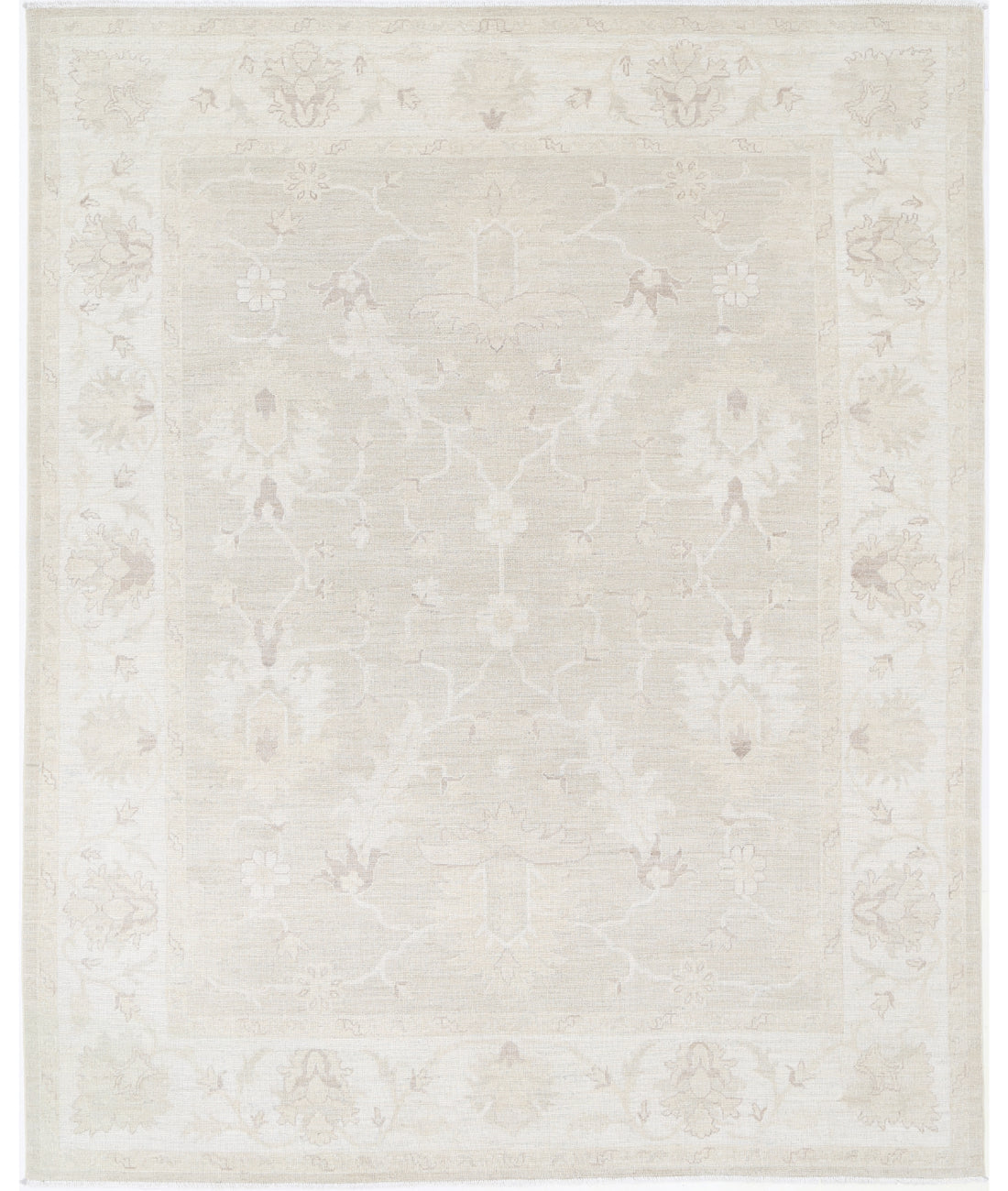 Hand Knotted Oushak Wool Rug - 8'1'' x 10'0''
