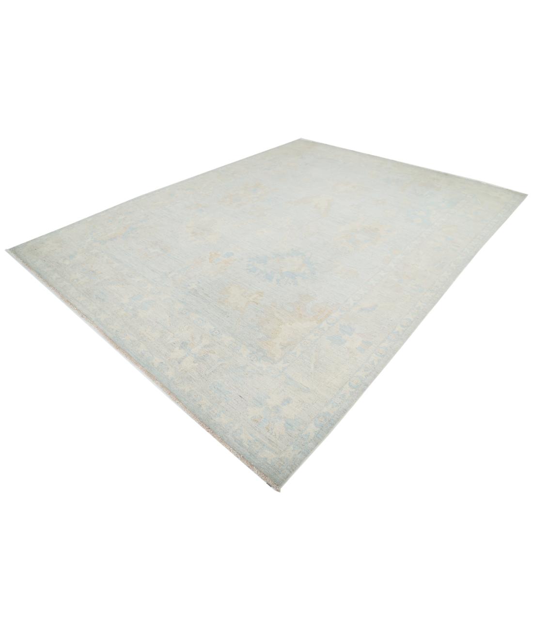 Hand Knotted Oushak Wool Rug - 9'0'' x 11'9'' 9' 0" X 11' 9" (274 X 358) / Silver / Taupe
