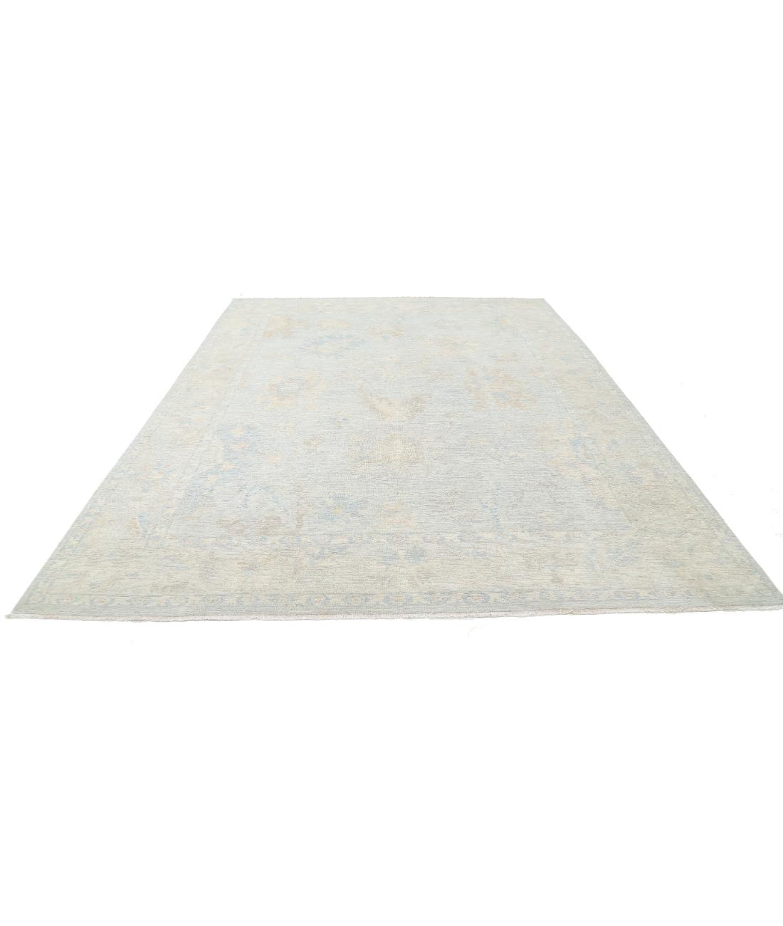 Hand Knotted Oushak Wool Rug - 9'0'' x 11'9'' 9' 0" X 11' 9" (274 X 358) / Silver / Taupe