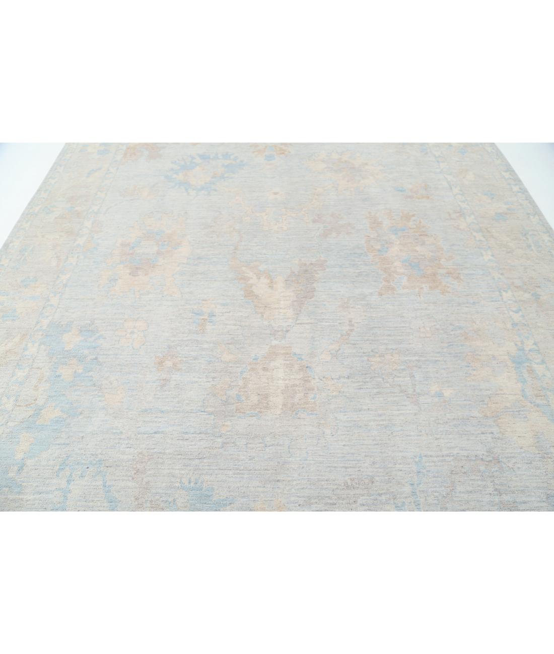 Hand Knotted Oushak Wool Rug - 9'0'' x 11'9'' 9' 0" X 11' 9" (274 X 358) / Silver / Taupe