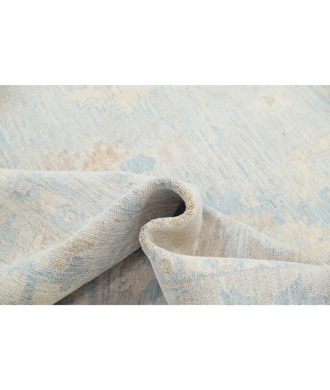 Hand Knotted Oushak Wool Rug - 9'0'' x 11'9'' 9' 0" X 11' 9" (274 X 358) / Silver / Taupe