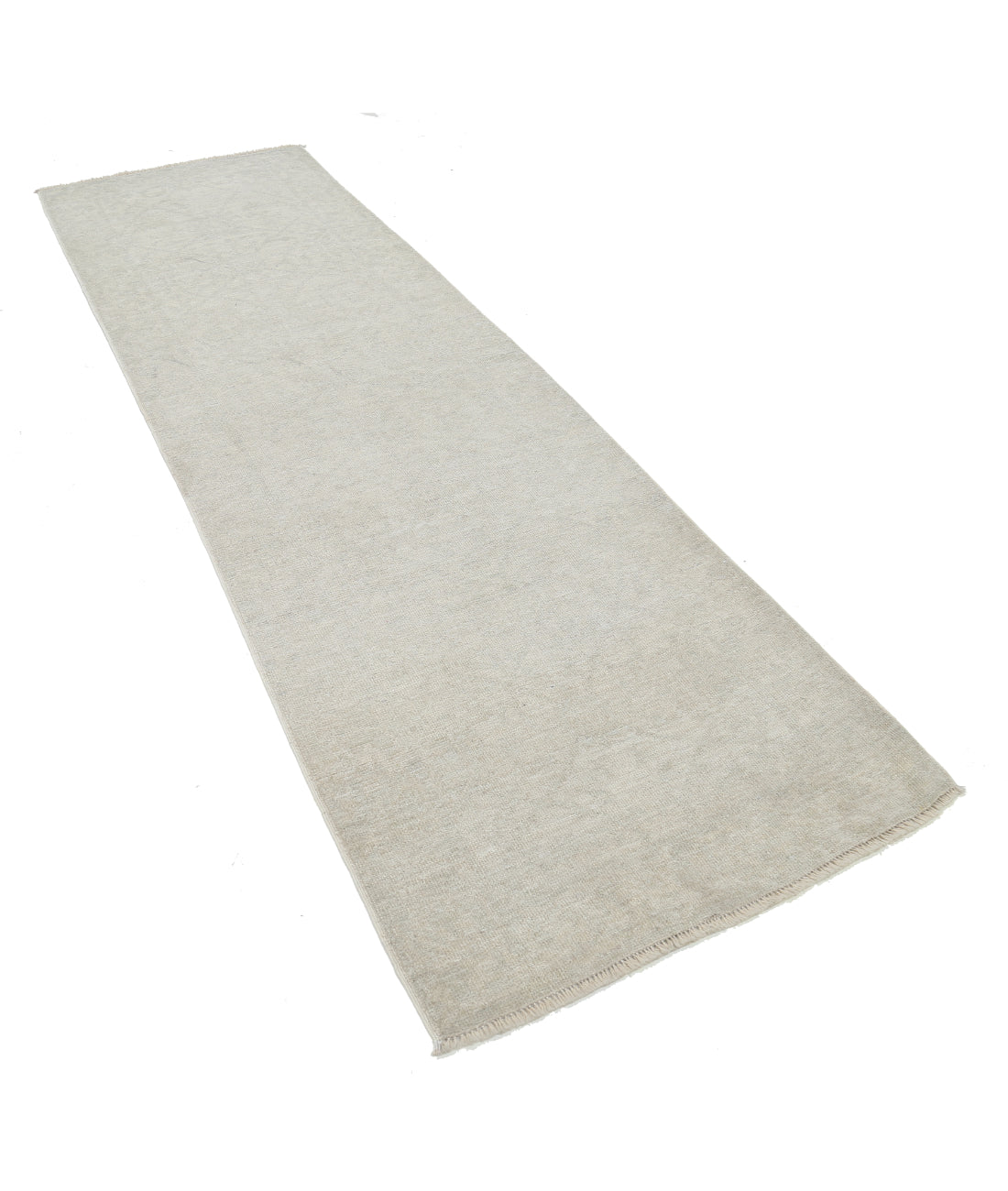Hand Knotted Oushak Wool Rug - 3'0'' x 9'8'' 3' 0" X 9' 8" (91 X 295) / Ivory / Grey