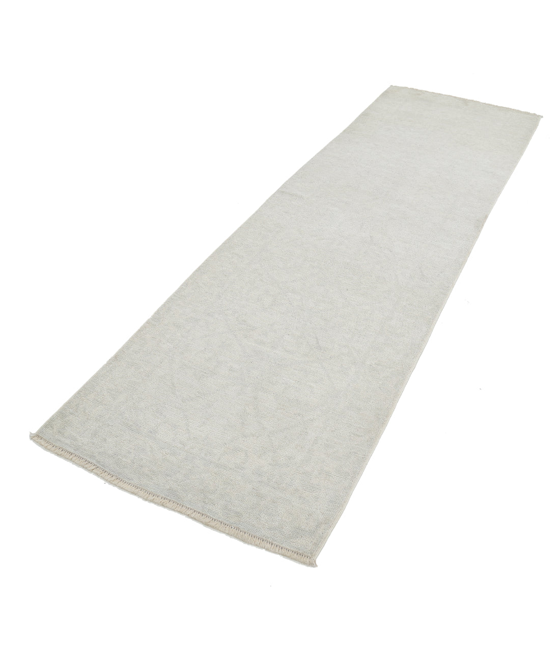 Hand Knotted Oushak Wool Rug - 3'0'' x 9'8'' 3' 0" X 9' 8" (91 X 295) / Ivory / Grey