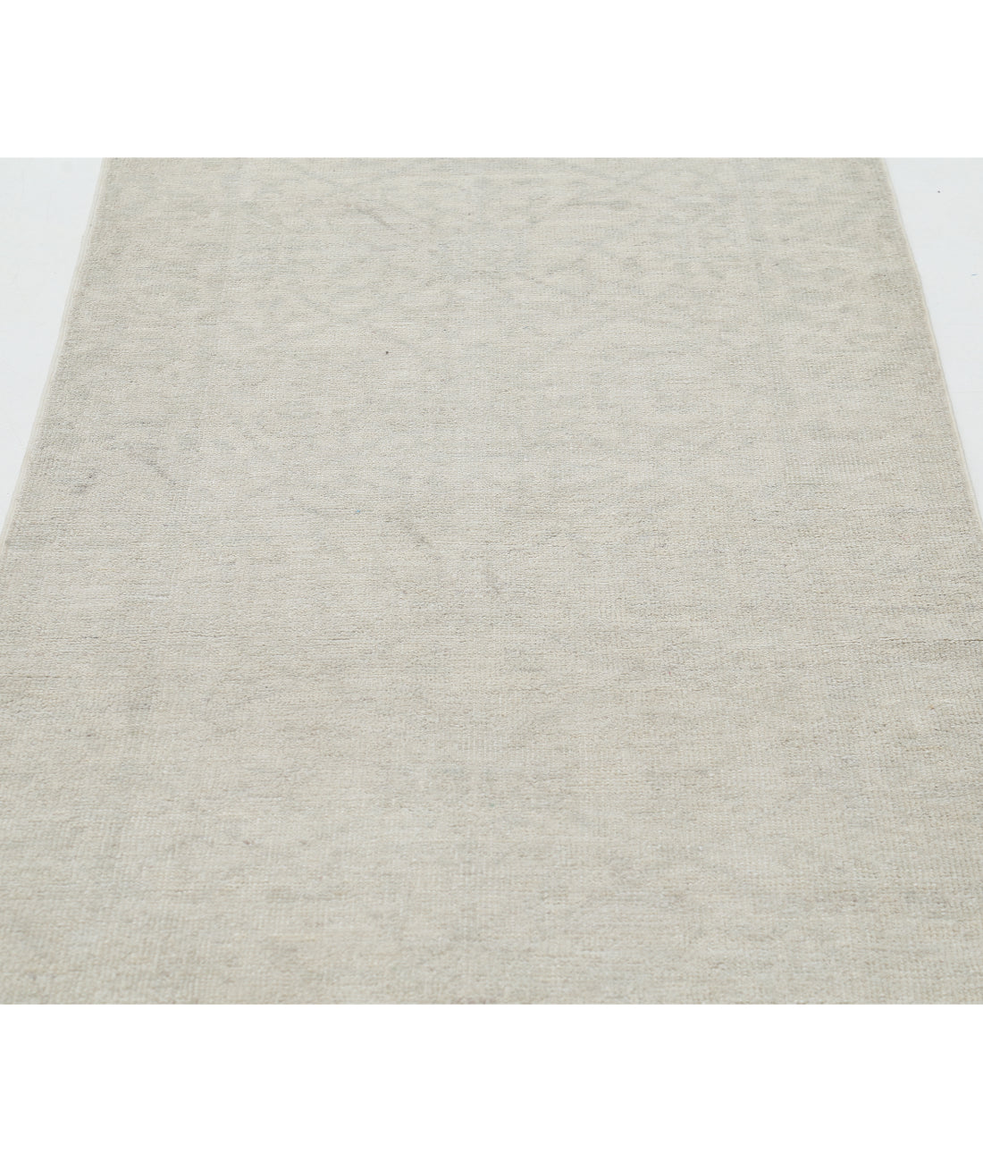 Hand Knotted Oushak Wool Rug - 3'0'' x 9'8'' 3' 0" X 9' 8" (91 X 295) / Ivory / Grey