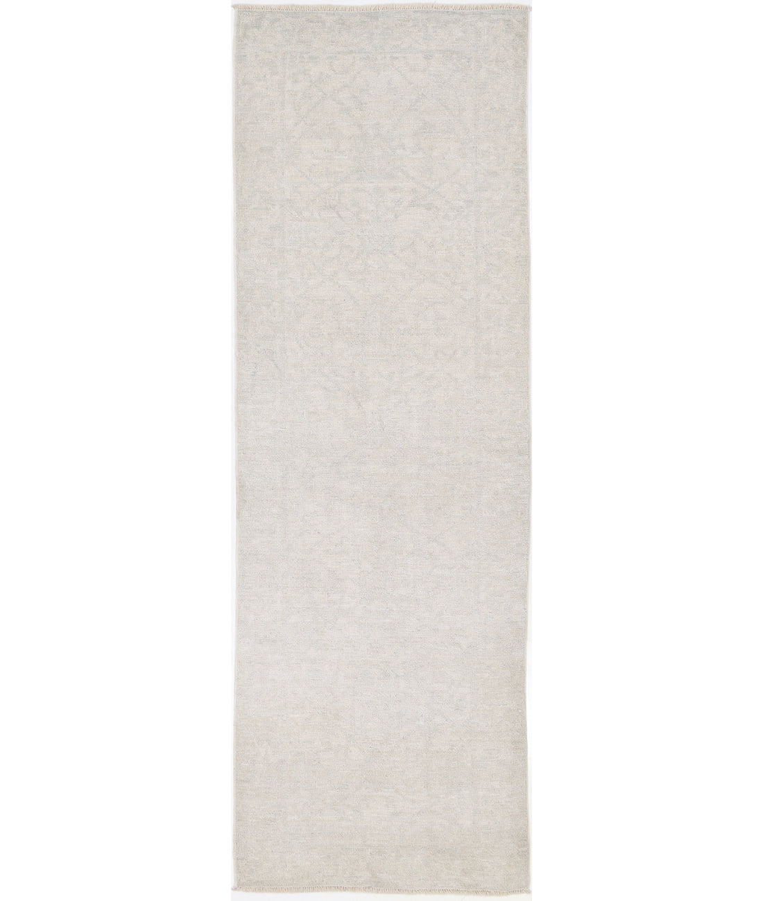 Hand Knotted Oushak Wool Rug - 3&#39;0&#39;&#39; x 9&#39;8&#39;&#39; 3&#39; 0&quot; X 9&#39; 8&quot; (91 X 295) / Ivory / Grey