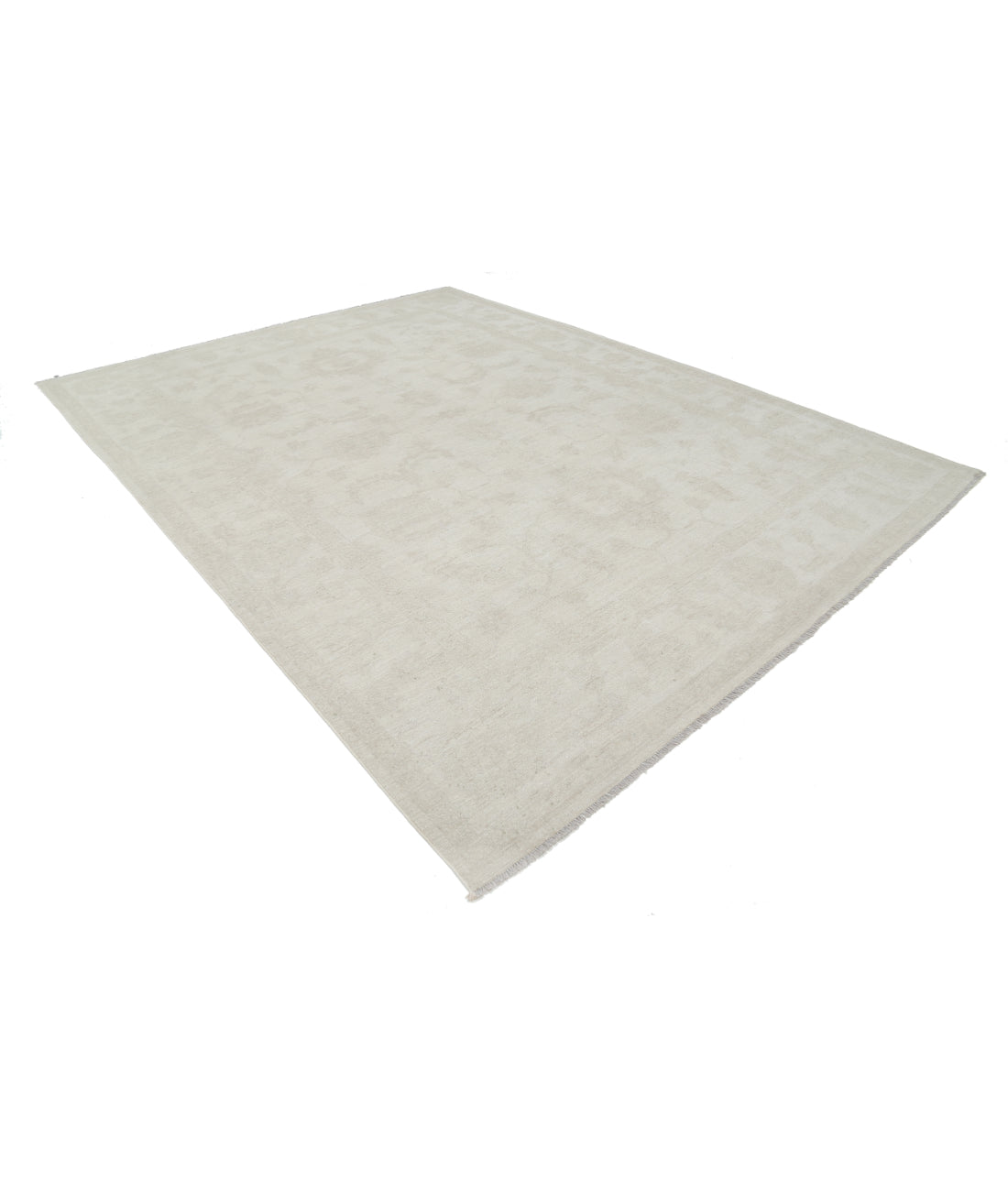 Hand Knotted Oushak Wool Rug - 8'9'' x 11'8'' 8' 9" X 11' 8" (267 X 356) / Ivory / Taupe