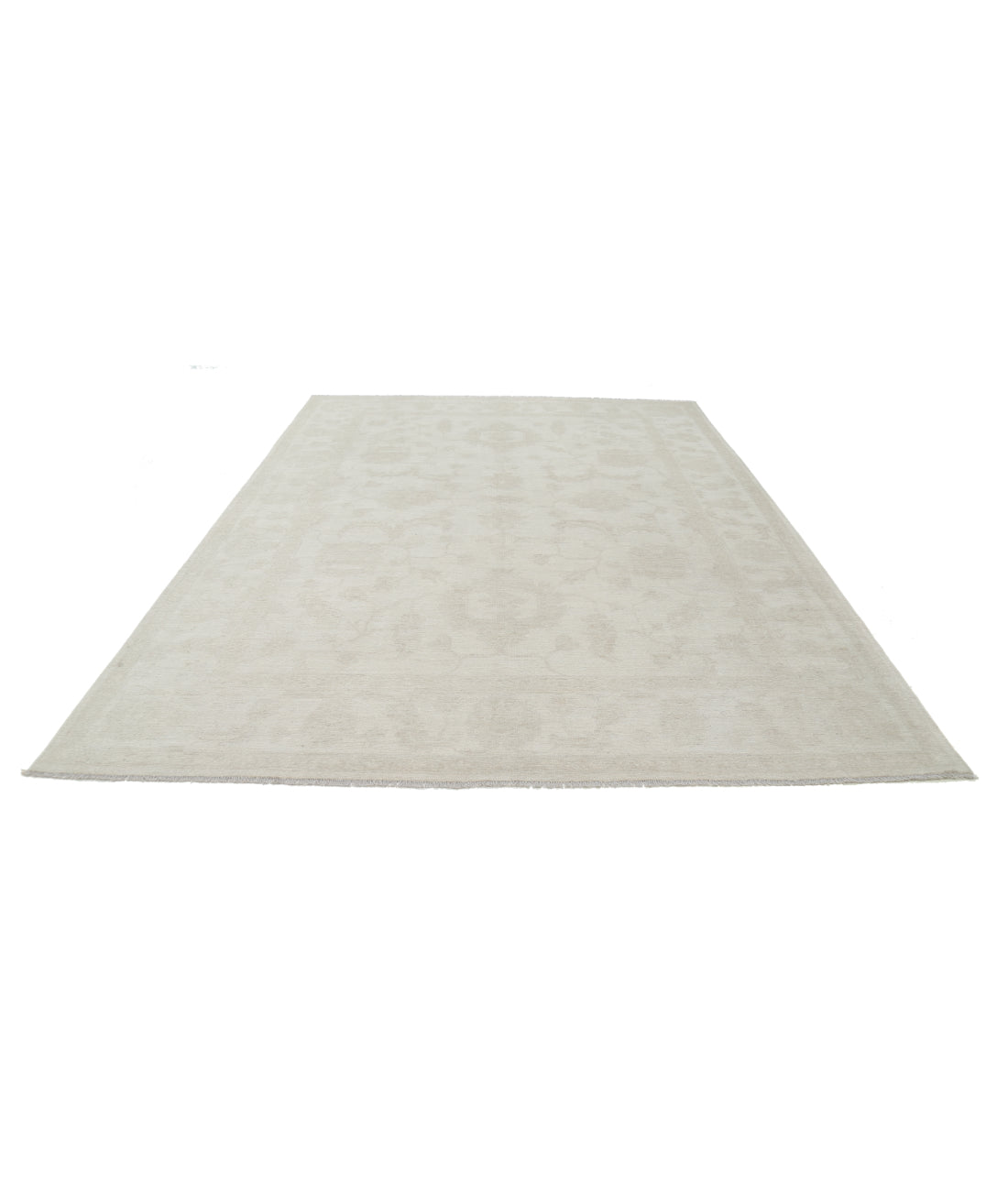 Hand Knotted Oushak Wool Rug - 8'9'' x 11'8'' 8' 9" X 11' 8" (267 X 356) / Ivory / Taupe