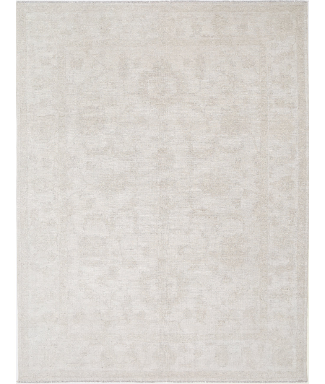 Hand Knotted Oushak Wool Rug - 8&#39;9&#39;&#39; x 11&#39;8&#39;&#39; 8&#39; 9&quot; X 11&#39; 8&quot; (267 X 356) / Ivory / Taupe