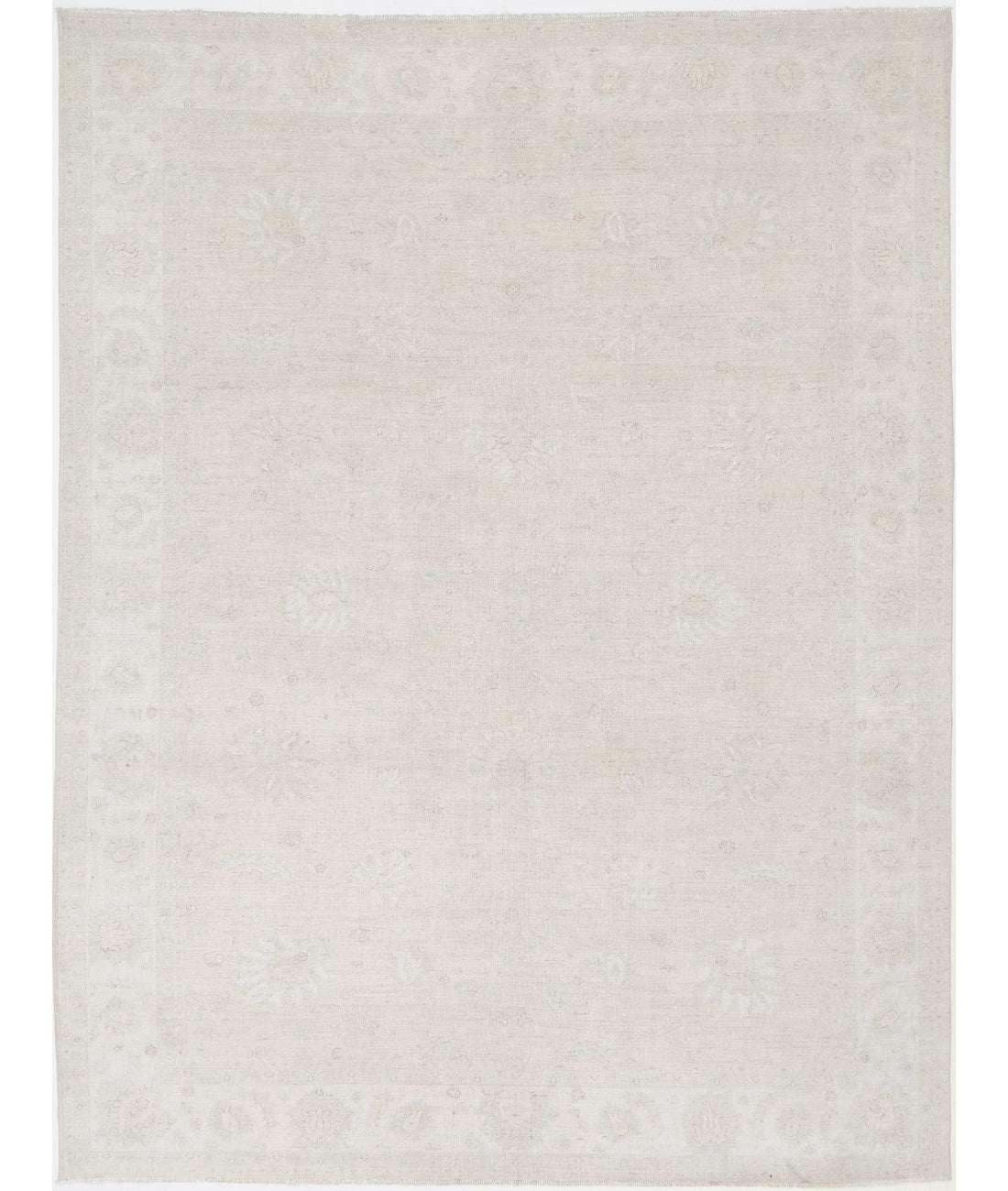 Hand Knotted Oushak Wool Rug - 8&#39;10&#39;&#39; x 11&#39;8&#39;&#39; 8&#39; 10&quot; X 11&#39; 8&quot; (269 X 356) / Silver / Ivory