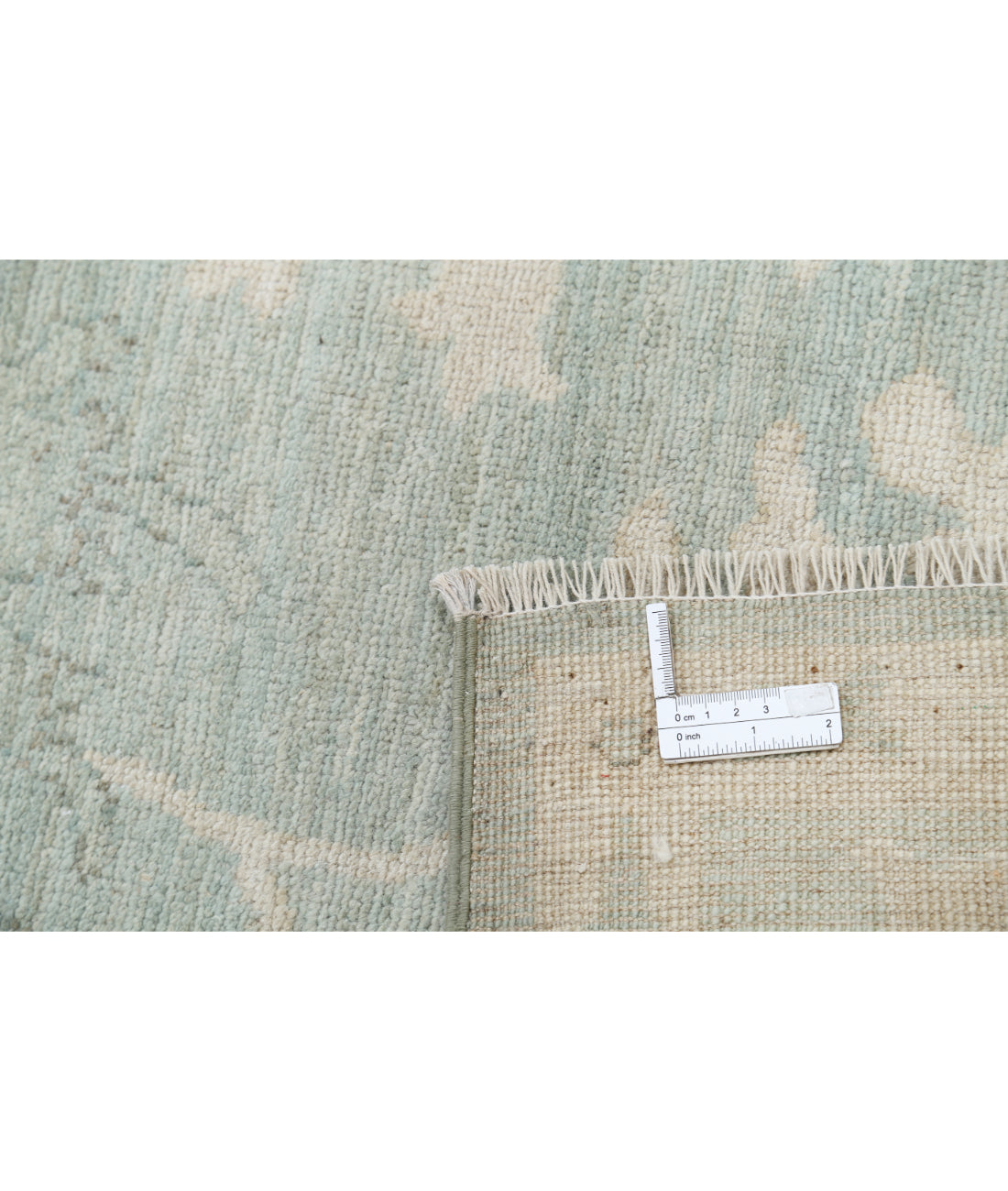 Hand Knotted Oushak Wool Rug - 9'5'' x 13'2'' 9' 5" X 13' 2" (287 X 401) / Green / Green