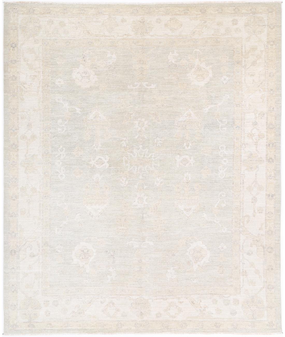 Hand Knotted Oushak Wool Rug - 8&#39;5&#39;&#39; x 10&#39;3&#39;&#39; 8&#39; 5&quot; X 10&#39; 3&quot; (257 X 312) / Silver / Ivory