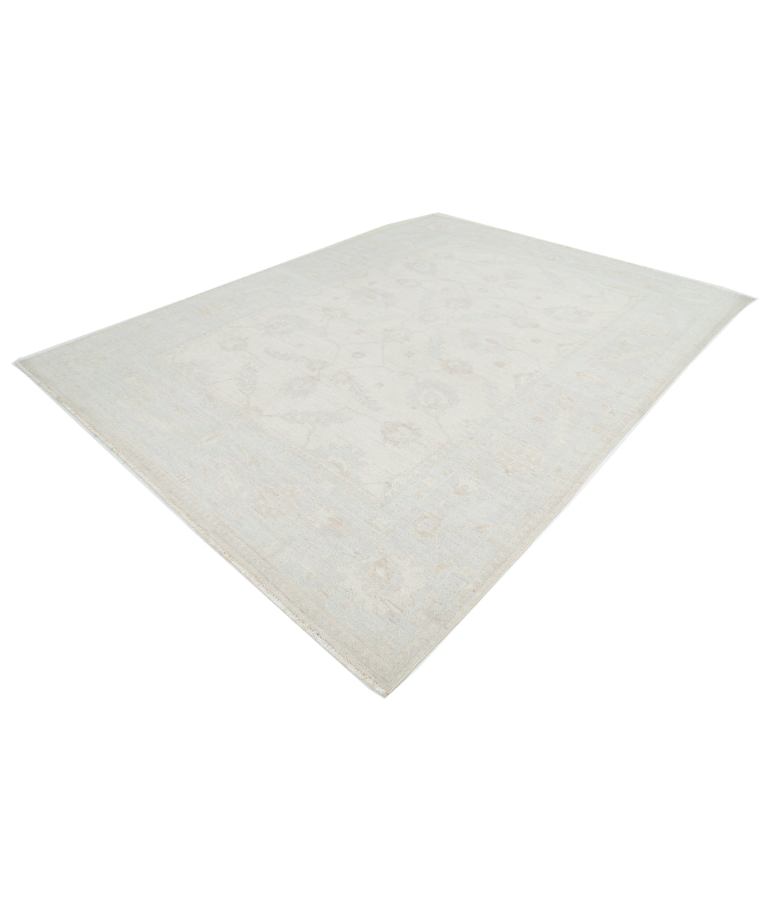 Hand Knotted Oushak Wool Rug - 9'1'' x 11'11'' 9' 1" X 11' 11" (277 X 363) / Ivory / Grey