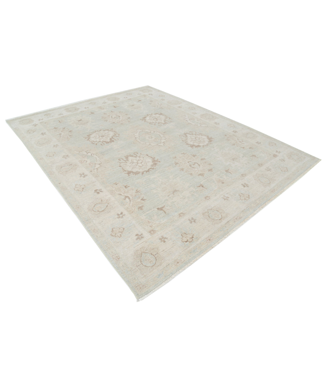 Hand Knotted Oushak Wool Rug - 7'10'' x 10'0'' 7' 10" X 10' 0" (239 X 305) / Grey / Ivory
