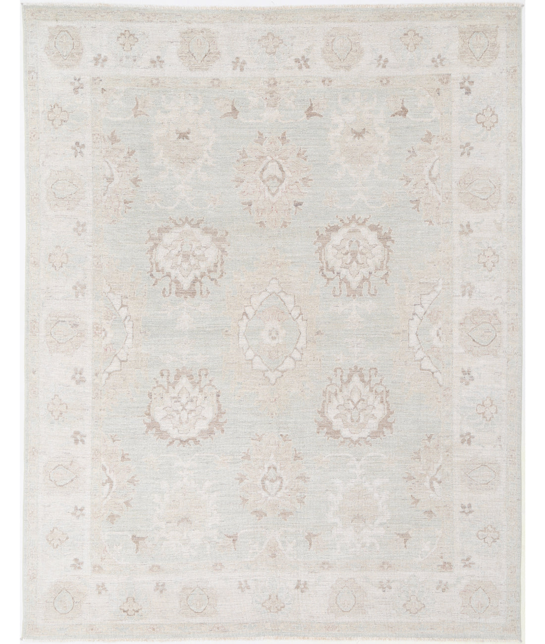 Hand Knotted Oushak Wool Rug - 7&#39;10&#39;&#39; x 10&#39;0&#39;&#39; 7&#39; 10&quot; X 10&#39; 0&quot; (239 X 305) / Grey / Ivory