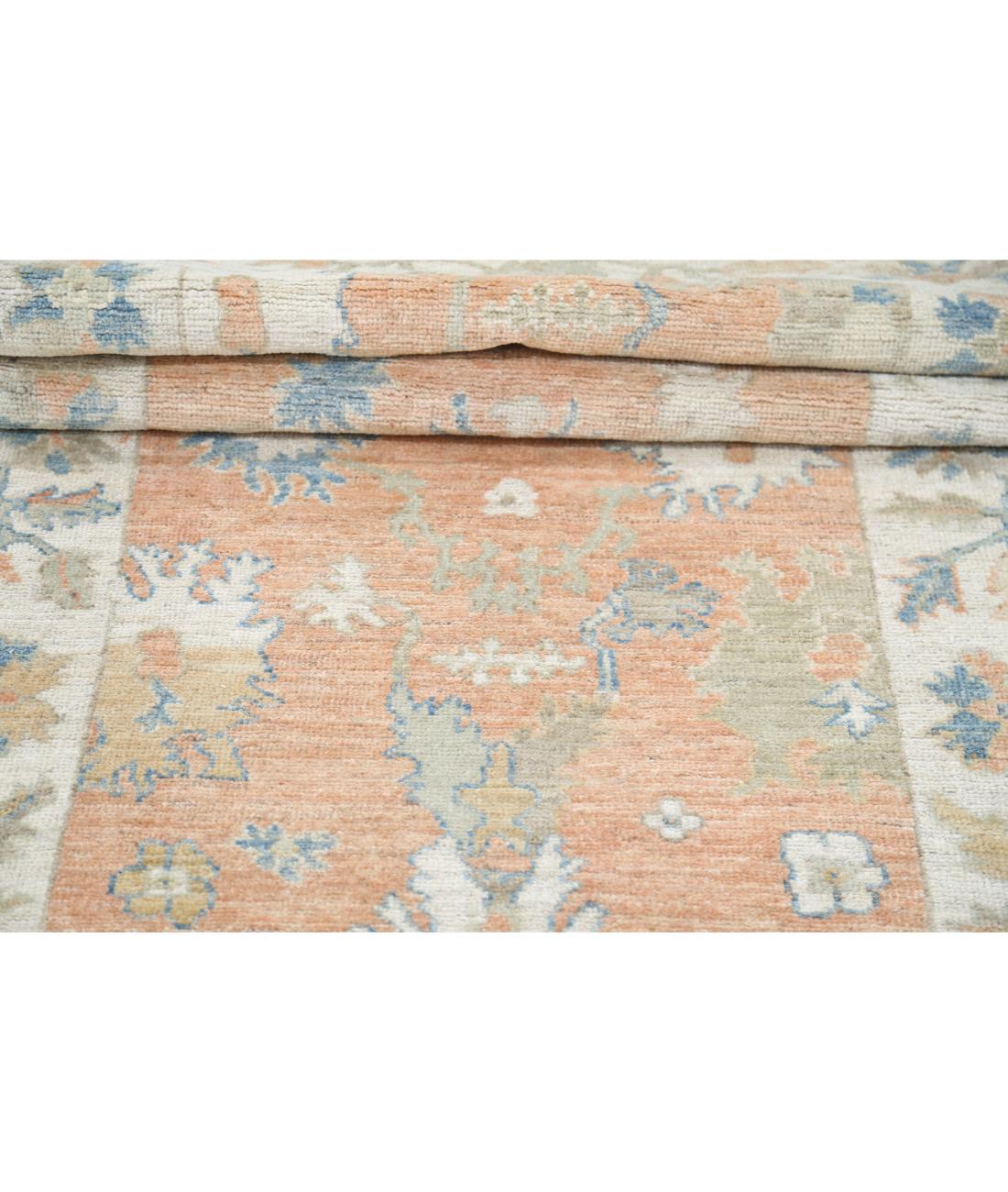 Hand Knotted Oushak Wool Rug - 3'2'' x 11'10'' 3' 2" X 11' 10" (97 X 361) / Peach / Ivory