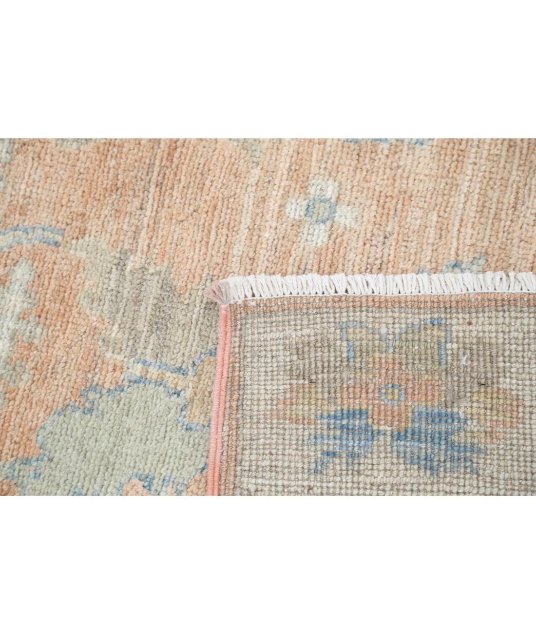 Hand Knotted Oushak Wool Rug - 3'2'' x 11'10''