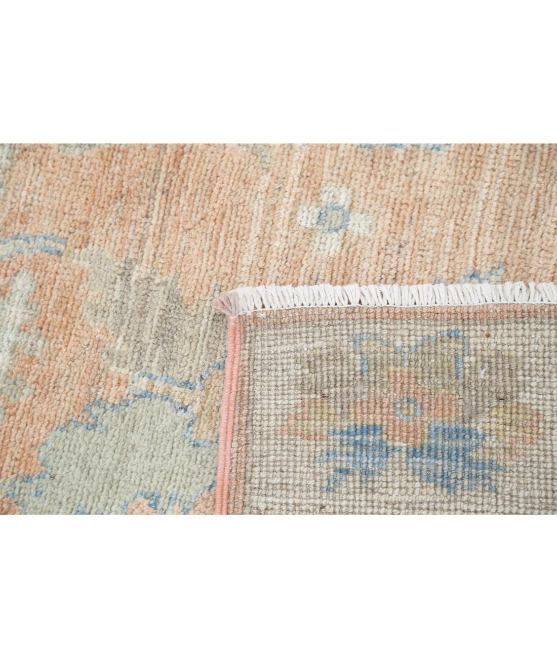 Hand Knotted Oushak Wool Rug - 3'2'' x 11'10'' 3' 2" X 11' 10" (97 X 361) / Peach / Ivory