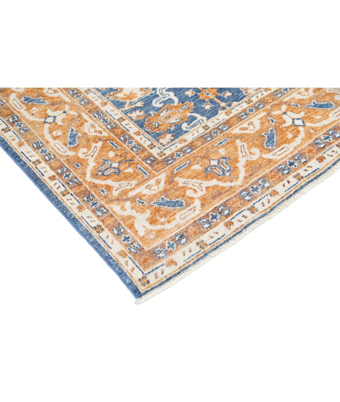 Hand Knotted Oushak Wool Rug - 8'1'' x 10'3'' 8' 1" X 10' 3" (246 X 312) / Blue / Orange